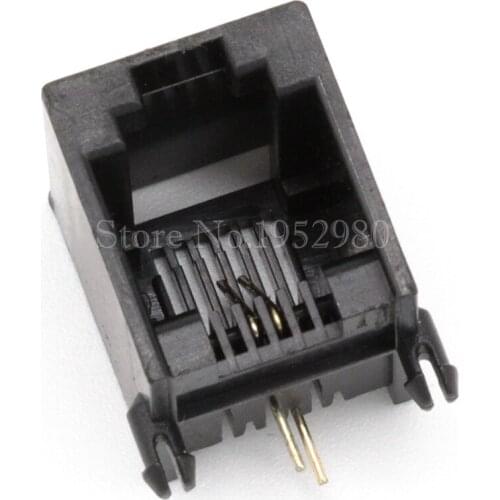 20PCS/LOT RJ12/RJ11 Phone Jack Socket 6P2C Glod 2 Pins / without Brim / Black