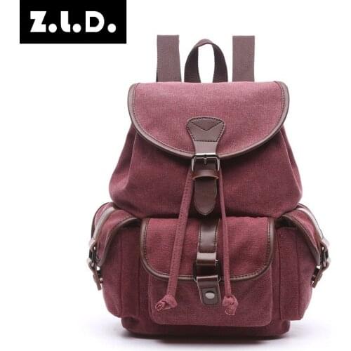 Z.L.D. Original vintage canvas backpack student bag large capacity men and women travel backpack large capacity laptop bag Bolsa
