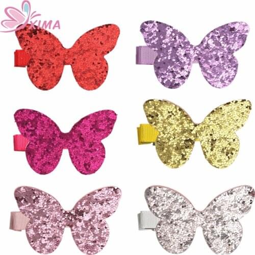 XIMA 1Pair=2pcs Retail Girls Glitter Butterfly Hair Clips Girls Hairgrips Kids Hairpin for Hair Accessories
