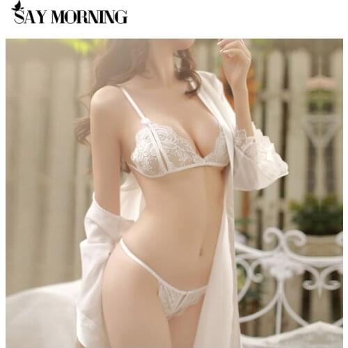 SAY MORNING Sleepwear Women Sexy Chiffon Robes & Lingerie Pajamas Set Bathrobes Lingerie Set Mujer Nightwear Lace Underwear