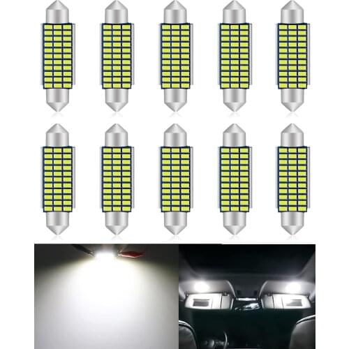 10pcs 41MM 42MM LED Festoon Bulb White Canbus Error Free 569 578 211-2 212-2 for Car Interior Dome Map Door License Plate Lights