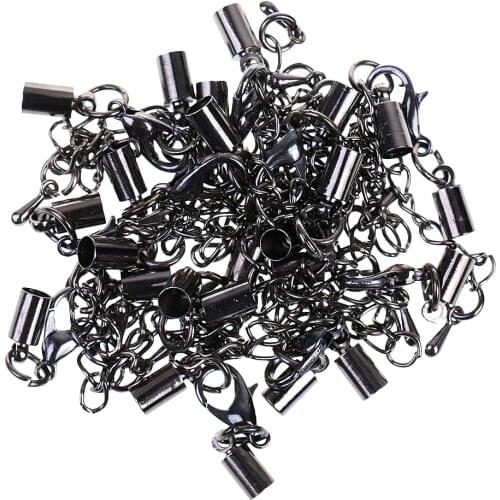 12pcs Clasp And Tube Ends Tips Fit 2mm Cord with Extension Chain Clasp DIY