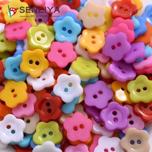 13mm 50-300Pcs/Pack Colorful Lovely Flower Shape Scrapbooking Solid Random Decorative Resin Buttons For Diy Apparel Accessories