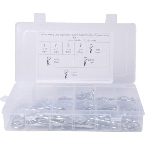 180x R Pin Mechanical Hitch Hair Tractor Clip Assortment Kit Case Set Cotter Car Accessories