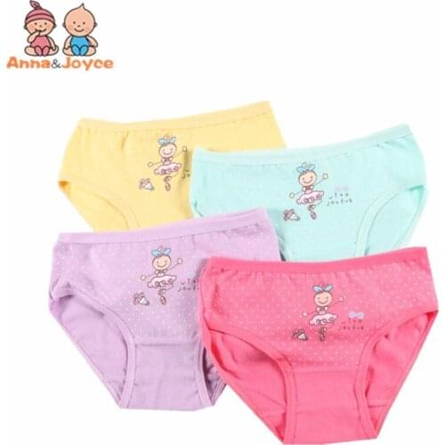4Pc/Lot New Fashion Cotton Girls Briefs Baby Cartoon Underwear Panties Suit 2-10Y
