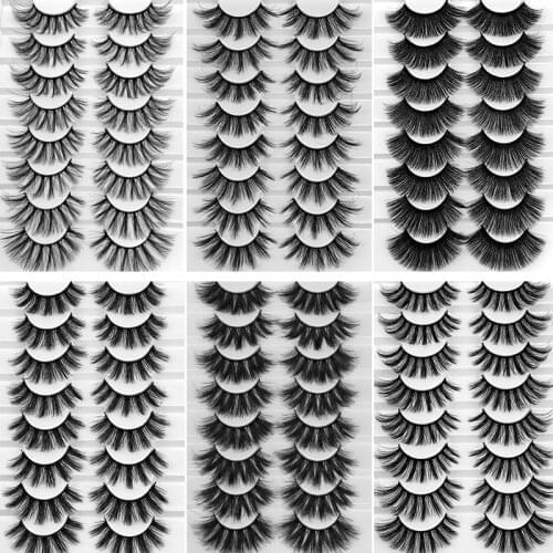 8/5 Pairs 3D Faux Mink Hair Dense False Eyelashes Natural Long Thick Volume Fake Eye Lashes Wispy Makeup Beauty Lash Extension