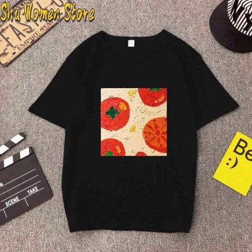 90s Vintage Tshirt Fashion Top Tees Female Harajuku Aesthetic T Shirts Women tomato Oil Painting Ullzang Funny T-shirt y2k top