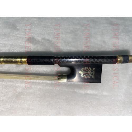 Free shipping 1pc of Advanced 4/4 Violin/ Fiddle Bow plaid weave braid Carbon Fiber Bow ebony gold peacock frog white bow hair