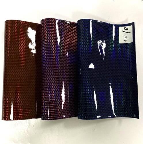 Cellular Structure Design Printed Metallic Laser PU Synthetic Leather Fabric By Yard for Making Shoe/Bag/Clothing/Belt