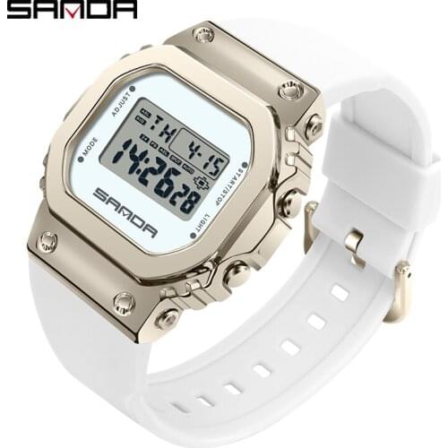 SANDA Brand Digital Watch Fashion Mens Women Watches Led Light Countdown Electronic Clock Man Waterproof Wristwatch For Girls