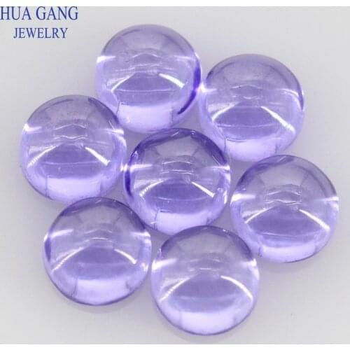 Violet Cubic Zirconia Stone Round Shape Cabochon Cut Flat Back Loose CZ Stone Synthetic Gems For Jewelry 4mm 6mm Free Shipping