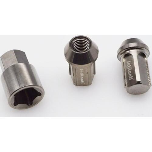 Silver Gr5 titanium wheel lug anti-theft nut with close end