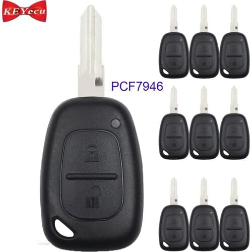 KEYECU 10pcs for Renault Clio Scenic Movano Kangoo Remote Key Fob PCF7946 Chip VAC102 Blade 433MHz