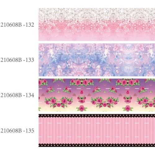 New arrival 25mm 38mm 50mm pink ombre and flower printed grosgrain ribbon