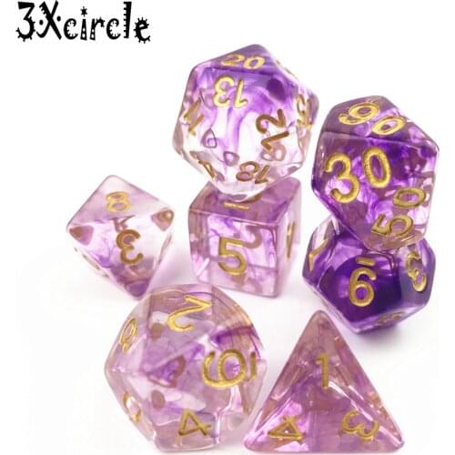 Nebula Effect 7PCS/SET Juegos De Mesa Dados,Set of D4-D20 Polyhedral Dice for Rpg DnD Sets,for Dices Stacking