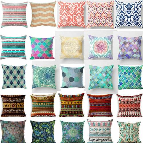 18'' Bohemian Geometric Pattern Linen Pillow Case Cushion Cover Home Decor