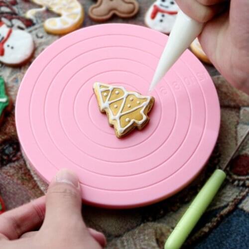 Mini 360 Degree Cake Rotating Plate Revolving Decoration Stand Platform Turntable Anti-skid Round Cake Swivel Baking Tools