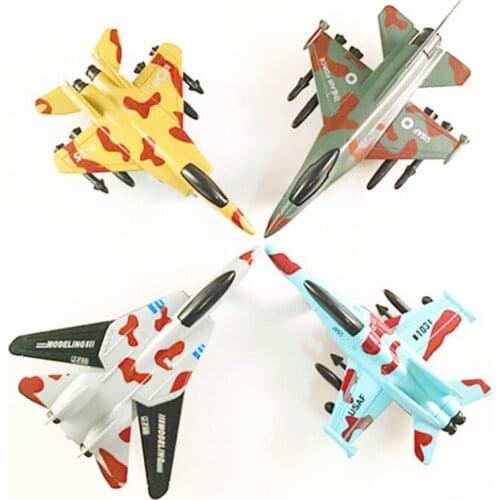4pcs/set Airplane Model Toy Fighter Aircraft Pull Back Alloy Metal Diecast Plastic Plane Model for Kids Boys Son Children Gifts