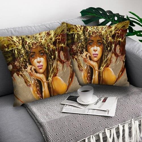 MTMETY African Girl Lady Oil Painting Cushion cover African design Car Sofa Home Decor Pillow Case Home Decoration Pillowcase