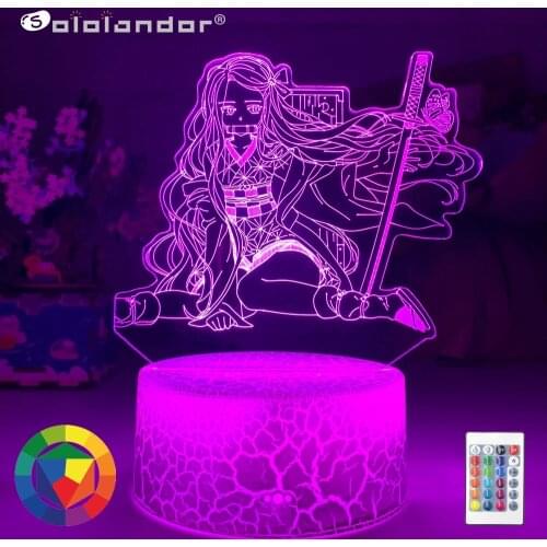 SOLOLANDOR Newest Acrylic Led Night Lamp Anime demon slayer for Bedroom Decorative Birthday Gifts 3d Table Lights Dropshipping