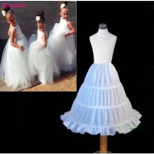 New White Children Petticoat A-line 3 Hoops Kids Crinoline Bridal Underskirt Wedding Accessories For Flower Girl Dress