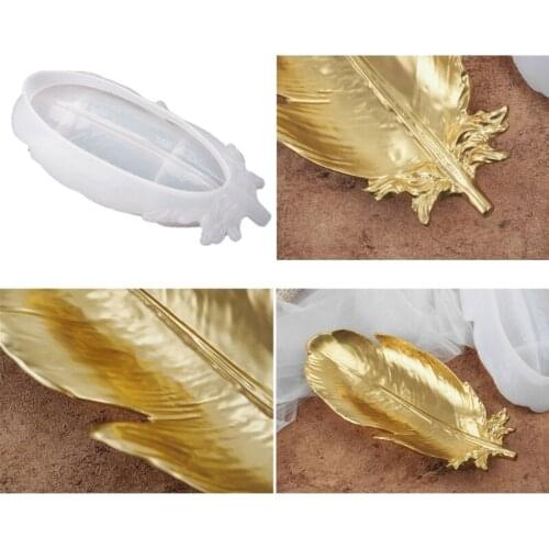 Feather Plate Epoxy Resin Mold Dish Tray Silicone Mould DIY Crafts Home Decortaion Casting Tools
