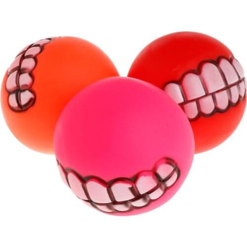 Rubber Ball Squeaky Teeth Funny Fancy Round Balls Non Toxic Pet Toys Safe Cat Kitten Dog Puppy Supplies Play Chew Bite Products