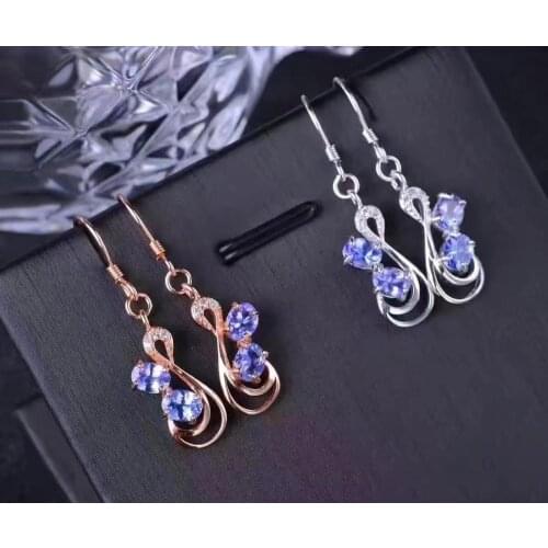 The Best Gift for Your loved wife Tanzanite Earring 925 sterling silver Fahshion Natural and Real Tanzanite Earring