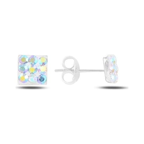 Silver 925 Sterling Crystal Stone Earrings