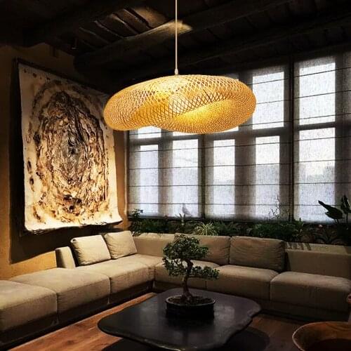 Modern Villa Bamboo LED Pendant Lights Wood Lamp Galleries Livingroom Loft Indoor Hanging Lamp Home Hall Restaurant Cafe Light
