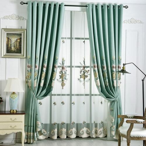 Modern Simple Embroidery Cotton, Maxel And Schneider Shade Curtains For Living Dining Room Bedroom