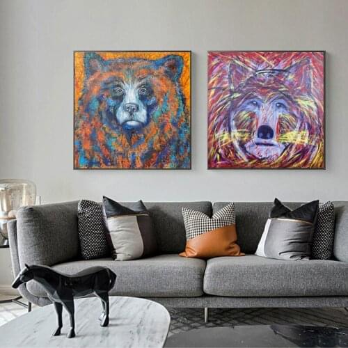 Classy Bear Wall Art Canvas Painting And Posters Animals Prints Wall Pictures Cuadros For Living Room Decor Unframe