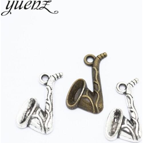 YuenZ 20pcs 2 colour Antique silver Plated Charms Saxophone Pendants for Jewelry Making DIY Handmade 21*12mm P120