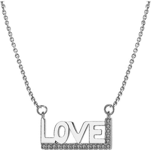 Authentic 925 Sterling Silver Love Crystal Pendant Cross Chain Necklaces For Women Wedding Party Jewelry Gift