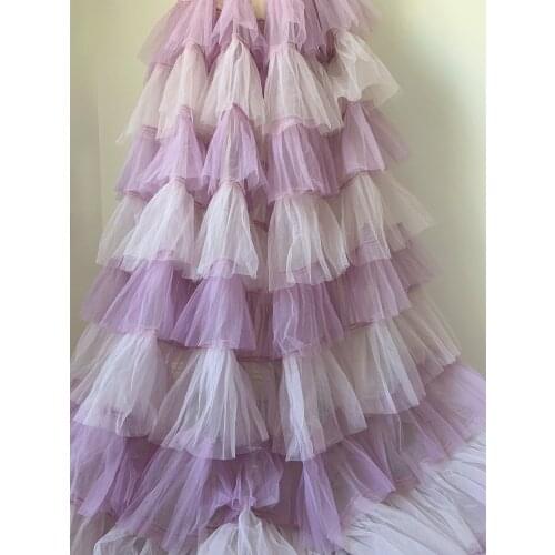 1 yard Lavender Ruffled Fabric Wedding Dress Bridal Lace Fabric by Yard