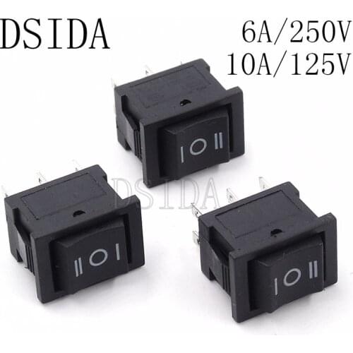 10PCS KCD1 ON-OFF-ON 6pin Ship Type Switch 15*21mm Boat Rocker Switch 6A/250V 10A/125V 6pin Rocker switch 15X21 power switch New