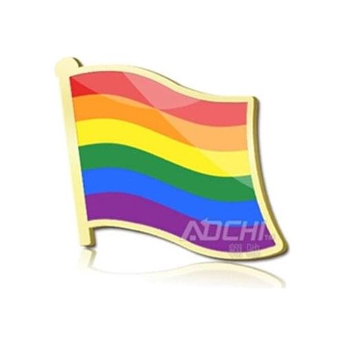 10 pcs The Gay symbol badge collar emblem gold plated colored 18 mm x 19 mm gay rainbow flag badge