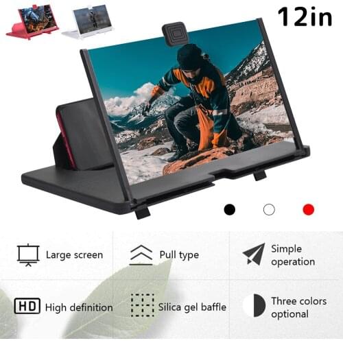 12 inch Mobile Phone Screen Magnifier 3D HD Video Mobile Phone Stand Bracket Holder Folding Enlarged Phone Screen Eye Protectio