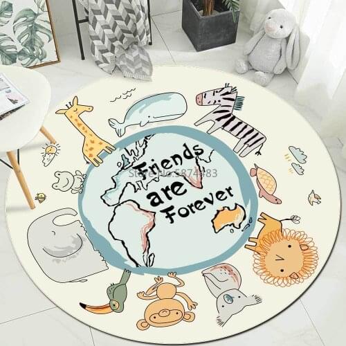 200cm Cartoon Simple Letter Zoo Childrens Room Living Room Bedroom Hanging Basket Chair Non-slip Round Mat Carpet