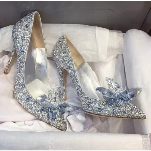 2020 Newest Rhinestone High Heels Shoes Women Pumps Pointed toe Women Crystal Party Wedding Shoes 5cm/7cm/9cm heels