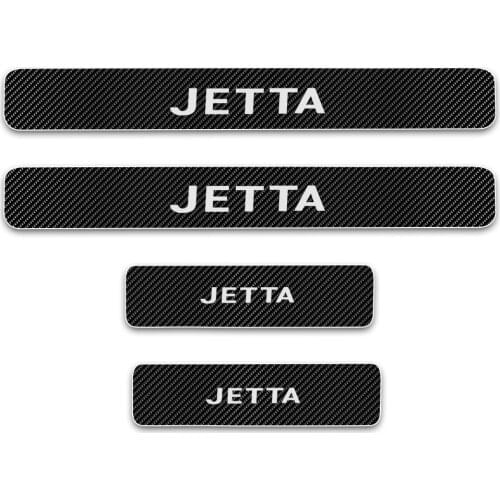 Car Door Sill Protector Scuff For Volkswagen Jetta 4D Carbon Fiber Vinyl Sticker Door Sill Guard Interior Car Accessories 4Pcs