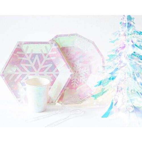 40pcs/set Christmas Party Disposable Tableware Paper Plates Cups Kids Birthday Party Xmas New Year Decor Supplies