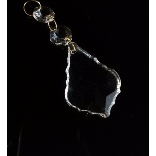 50mm 30 pieces Clear Maple Leaf Chandelier Crystal glass with 2 octagon bead For Lighting Glass Hanging Part