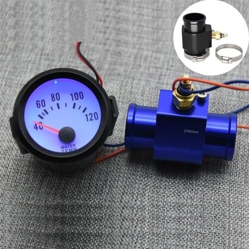 52MM Racing Gauge 40~120 Celsius Water Temperature Gauge with sensor 1/8 NPT Water Temp Joint Pipe Sensor Radiator 26mm-40mm