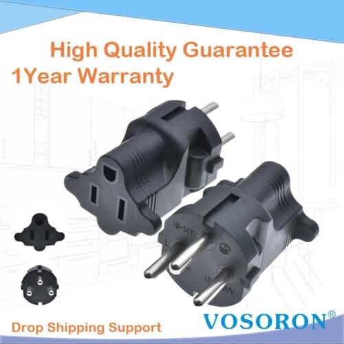 NEMA 5-15R to Israel SI-32 Type H Three Prong Molded Plug Adapter 250V 10A