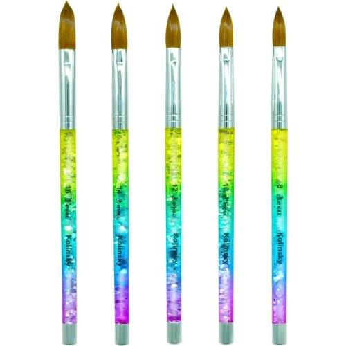 Eval Rainbow Aqua 100% Kolinsky Sable hair Brush Acrylic Nail Brush UV GEL Manicure Powder Pedicure with Liquid Glitter Handle