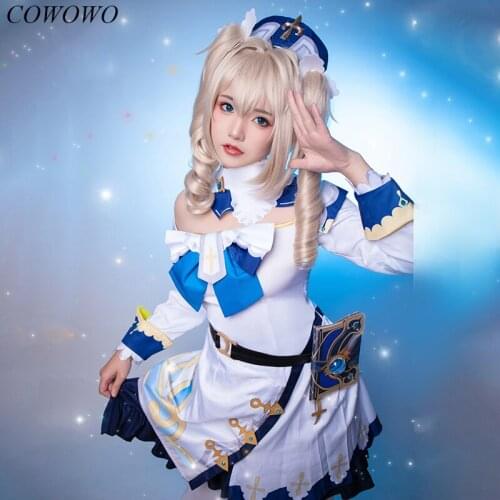 Anime! Genshin Impact Barbara Initial Game Suit Gorgeous Elegant Dress Uniform Cosplay Costume Halloween Party Outfit Women NEW