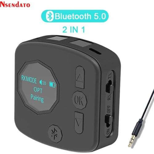 Aptx LL AAC Bluetooth 5.0 Audio Transmitter Receiver with OLED Display 3.5mm AUX Optical Wireless Adapter for TV Car PC Speaker