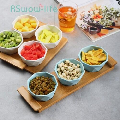 Household Ceramic Candy Plate Tableware Creative Nut Snack Separator Fruit Ceramic Bowl Soy Sauce Dish For Kitchen Supplies