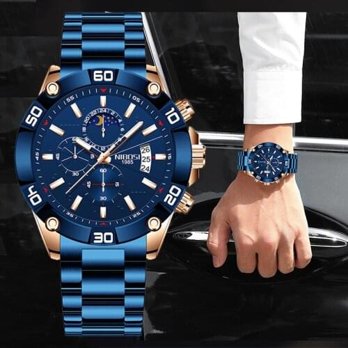 NIBOSI 2021 Mens Watches Luxury Brand Quartz Business Stainless Steel Waterproof 3ATM Sports Clock Watch Men Relogio Masculino